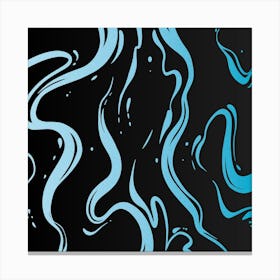 Liquid Black And Blue Marble Canvas Print