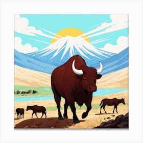 Bulls And Cows Canvas Print