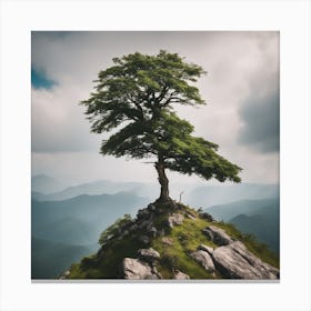Lone Tree On Top Of Mountain 3 Canvas Print