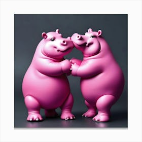 PINK HIPPOS HUGGING Canvas Print
