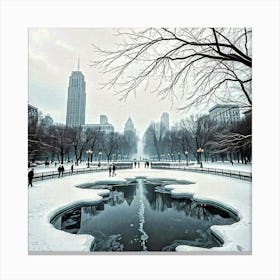 Central Park In The Snow 1 Canvas Print