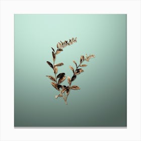 Gold Botanical Andromeda Marginata Bloom on Mint Green Canvas Print