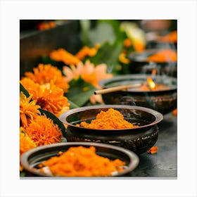 Sacrificial Offerings In A Temple Canvas Print