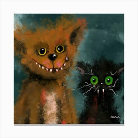 Halloween Dog and Cat Canvas Print