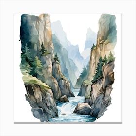 Watercolor Of A Waterfall 3 Canvas Print