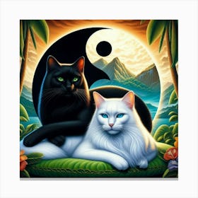 Cats Yin Yang Canvas Print