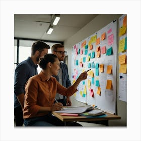 Group Of People Working On A Whiteboard Canvas Print