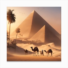 Camels In The Desert Canvas Print