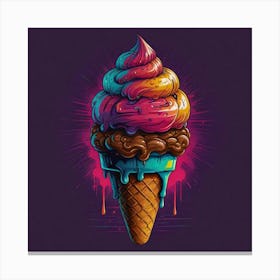 T-shirt vector, [ICE CREAM] graphic, synthwave, vivid colors, detailed, high quality Colors Canvas Print