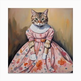 Cat In A Vintage Dress Canvas Print