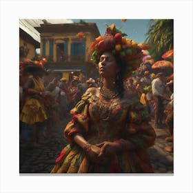 Woman In A Colorful Costume Canvas Print