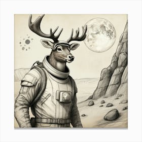 Astronaut Deer Canvas Print