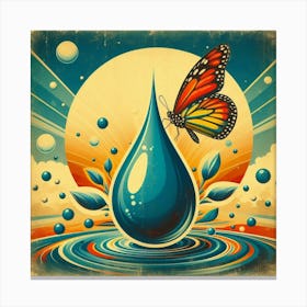 Water Drop With Butterfly 1 Canvas Print