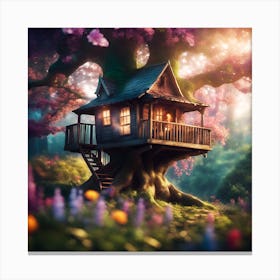 Tree House in Blossom Canvas Print