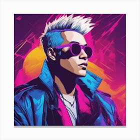 Young Andy Warhol With Mohawk White Hair and Sunglasses Canvas Print