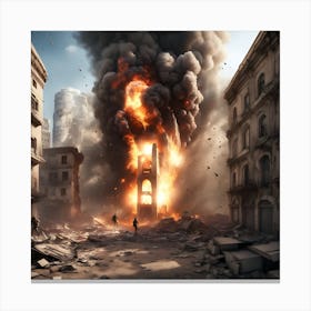 City In Flames Canvas Print