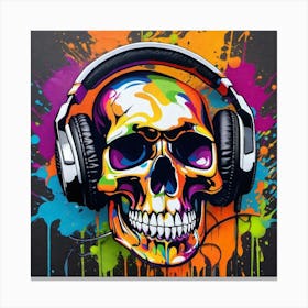 Skull With Headphones 78 Canvas Print