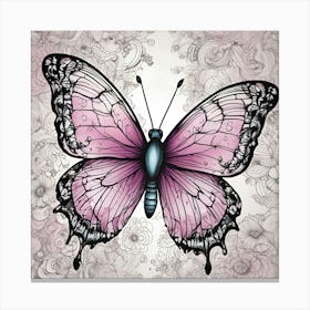 Butterfly With Roses 6 Canvas Print