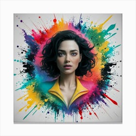 Girl With A Colorful Background Canvas Print