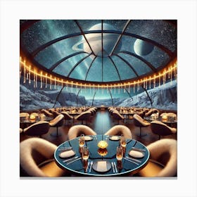 A Futuristic Sci Fi Restaurant S Aurora Dome Dinin Canvas Print