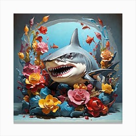 Shark With Flowers Canvas Print