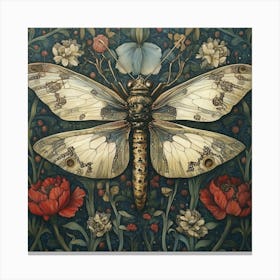 Moth On A Flower Art Canvas Print