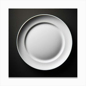 Empty Plate On Black Background Canvas Print