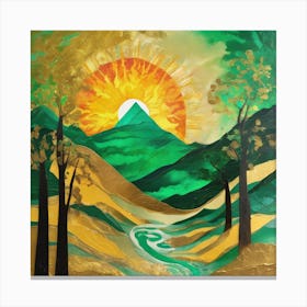 Abstact Mountain Sun Art Print (6) Canvas Print