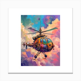 Steampunk Retro Helicopter Canvas Print