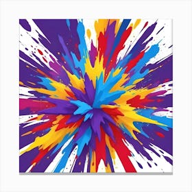 Colorful Paint Explosion On White Background Canvas Print