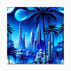 Futuristic city with a full moon in the sky generative ai Canvas Print
