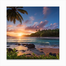 Sunset On The Beach Canvas Print