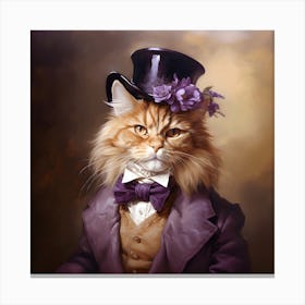 Aristocratic Cat In Purple Canvas Print