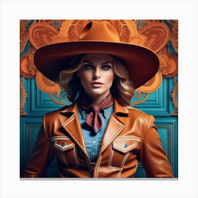 Cowgirl In Hat Canvas Print