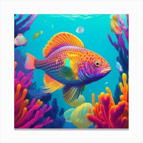 Colorful Fish On Coral Reef Canvas Print