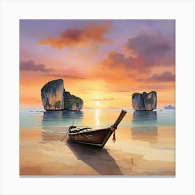 Sunset In Krabi Thailand Art Print 3 Canvas Print