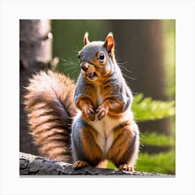 Squirrel On A Tree Branch 1 Canvas Print