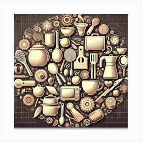 Kitchen Utensils Vector Art Print Canvas Print