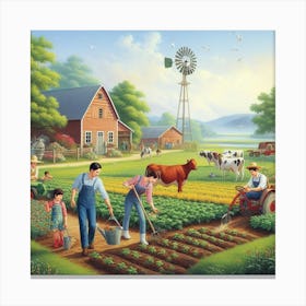 Farm Family Jigsaw Puzzle Canvas Print