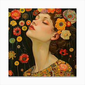 Floral Reverie: A Tribute to Klimt's Garden Canvas Print