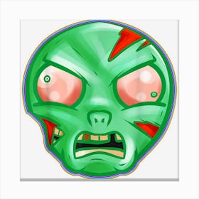 Kawaii Green Zombie Weird Looking Halloween Canvas Print