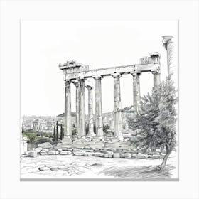 A Temple Of Olympian Zeus In Athens Hand Drawn S 1720009068 3 Canvas Print