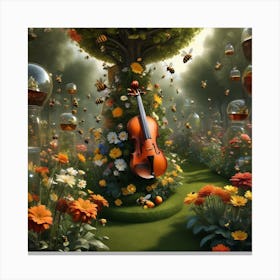 Violin In The Garden 5 Canvas Print