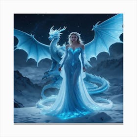 Ice Princess And Dragon Canvas Print