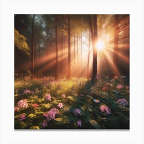 Rays Of Light In The Forest Canvas Print