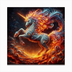 Unicorn Of Fire Canvas Print