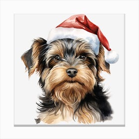 Yorkshire Terrier Santa Hat Canvas Print