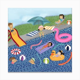 Swimming Pool Party Canvas Print