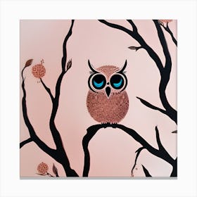 Cute Owl In Tree Canvas Print