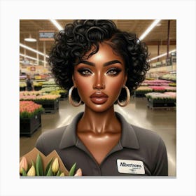 Ebony Girl In A Grocery Store Canvas Print